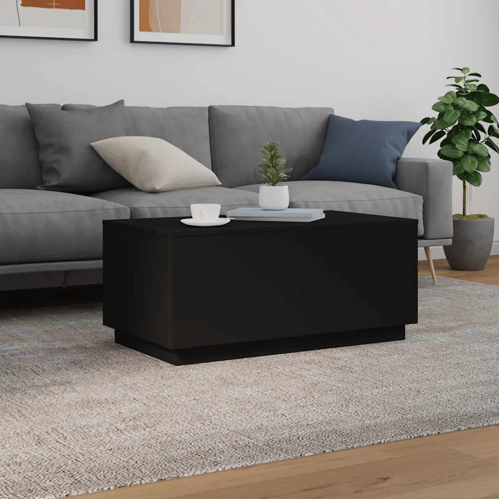 vidaXL Stolik kawowy z oświetleniem LED, czarny, 90x50x40 cm