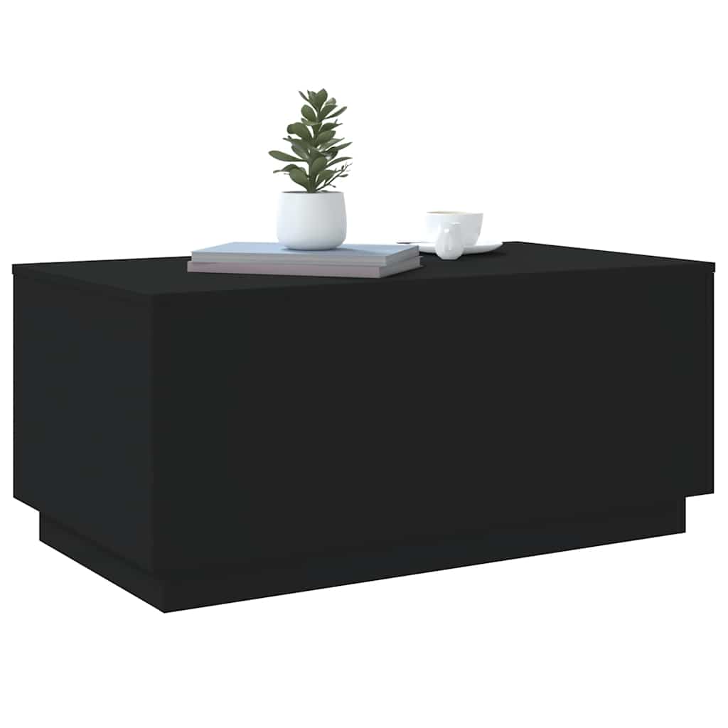 vidaXL Stolik kawowy z oświetleniem LED, czarny, 90x50x40 cm