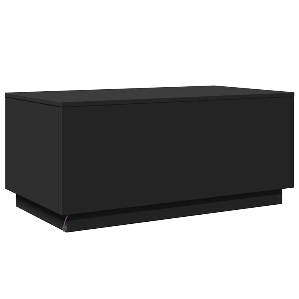 vidaXL Stolik kawowy z oświetleniem LED, czarny, 90x50x40 cm