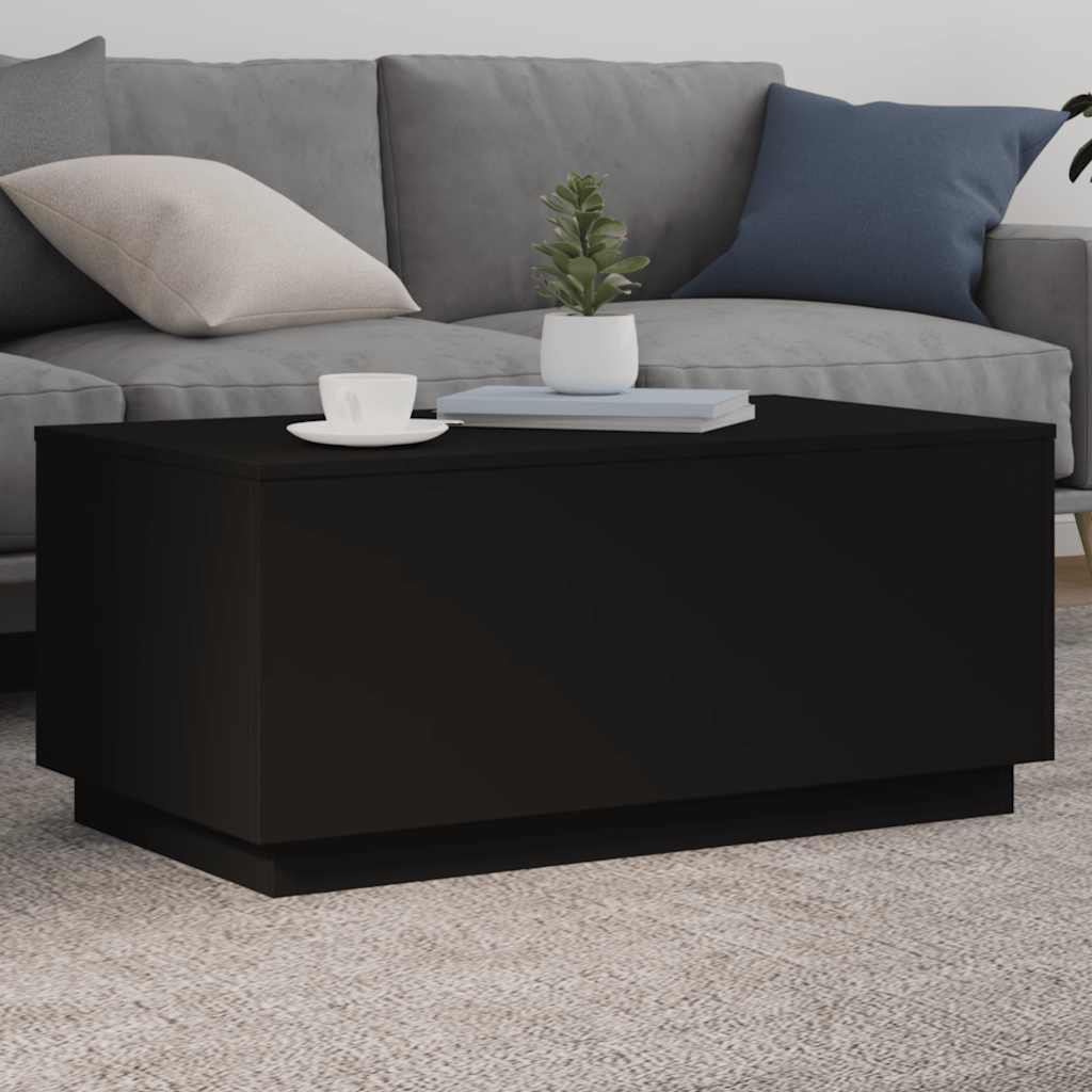 vidaXL Stolik kawowy z oświetleniem LED, czarny, 90x50x40 cm