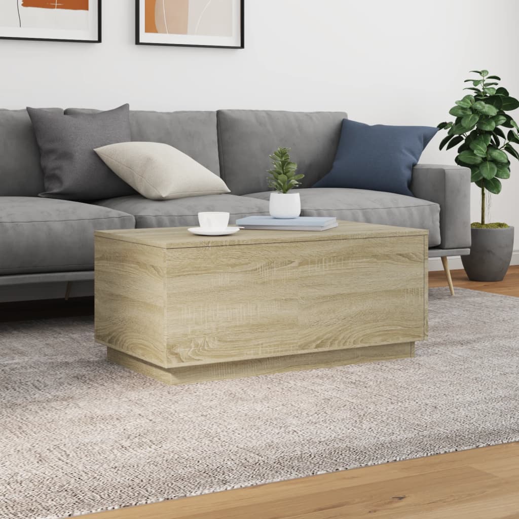vidaXL Stolik kawowy z oświetleniem LED, dąb sonoma, 90x50x40 cm