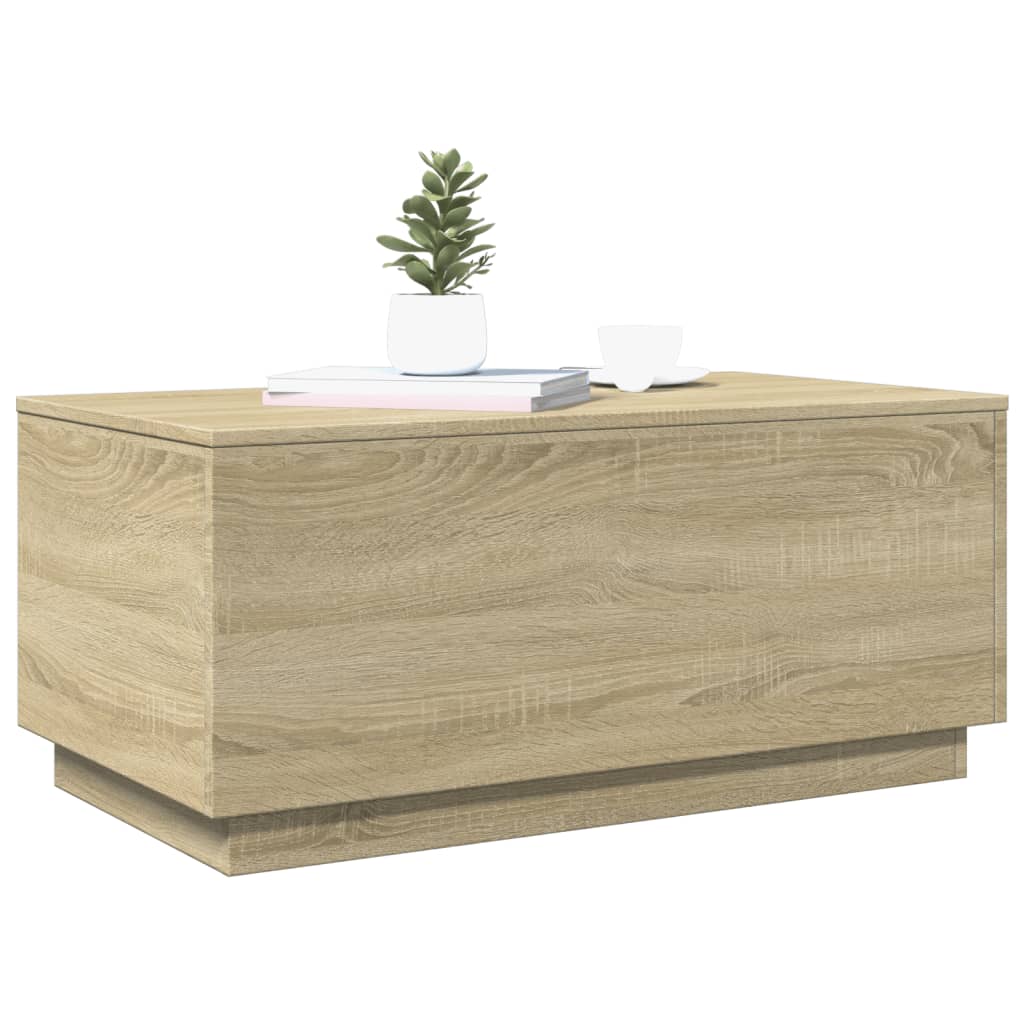 vidaXL Stolik kawowy z oświetleniem LED, dąb sonoma, 90x50x40 cm