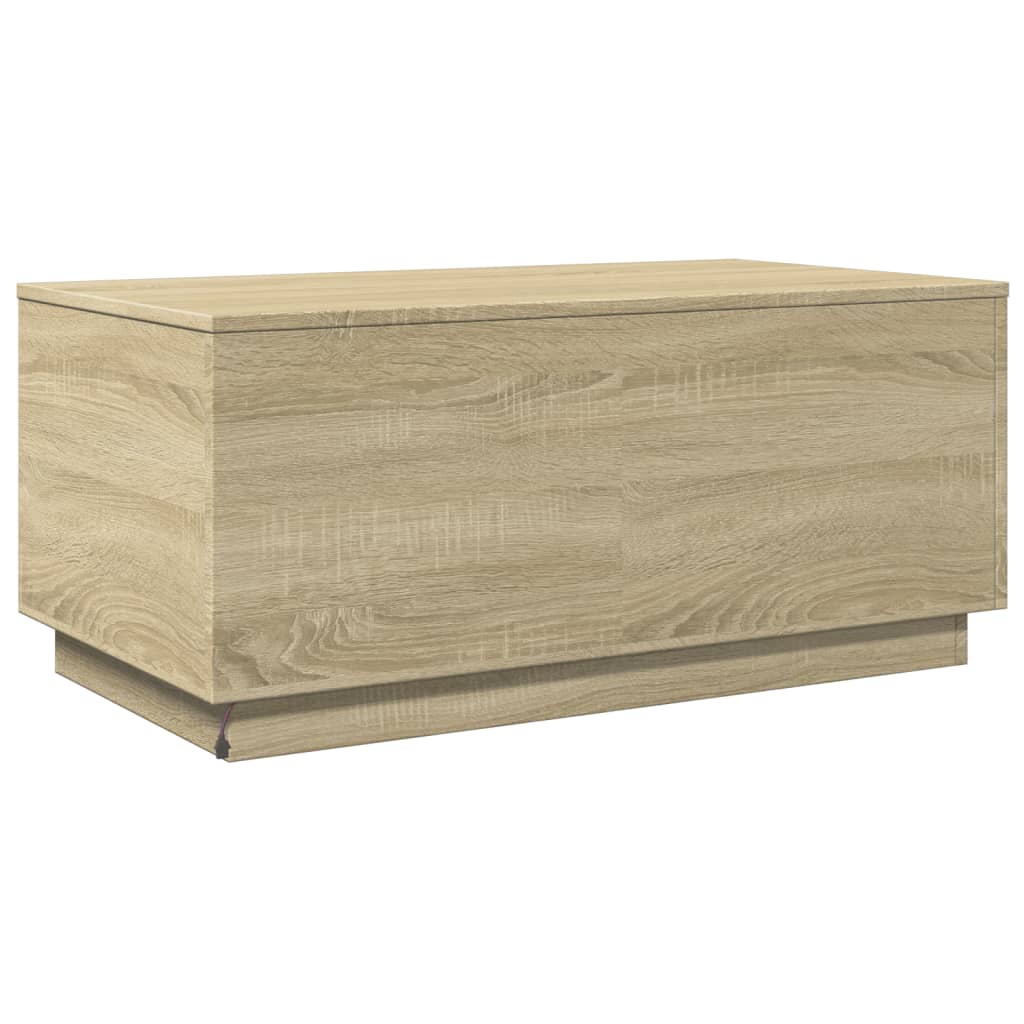 vidaXL Stolik kawowy z oświetleniem LED, dąb sonoma, 90x50x40 cm