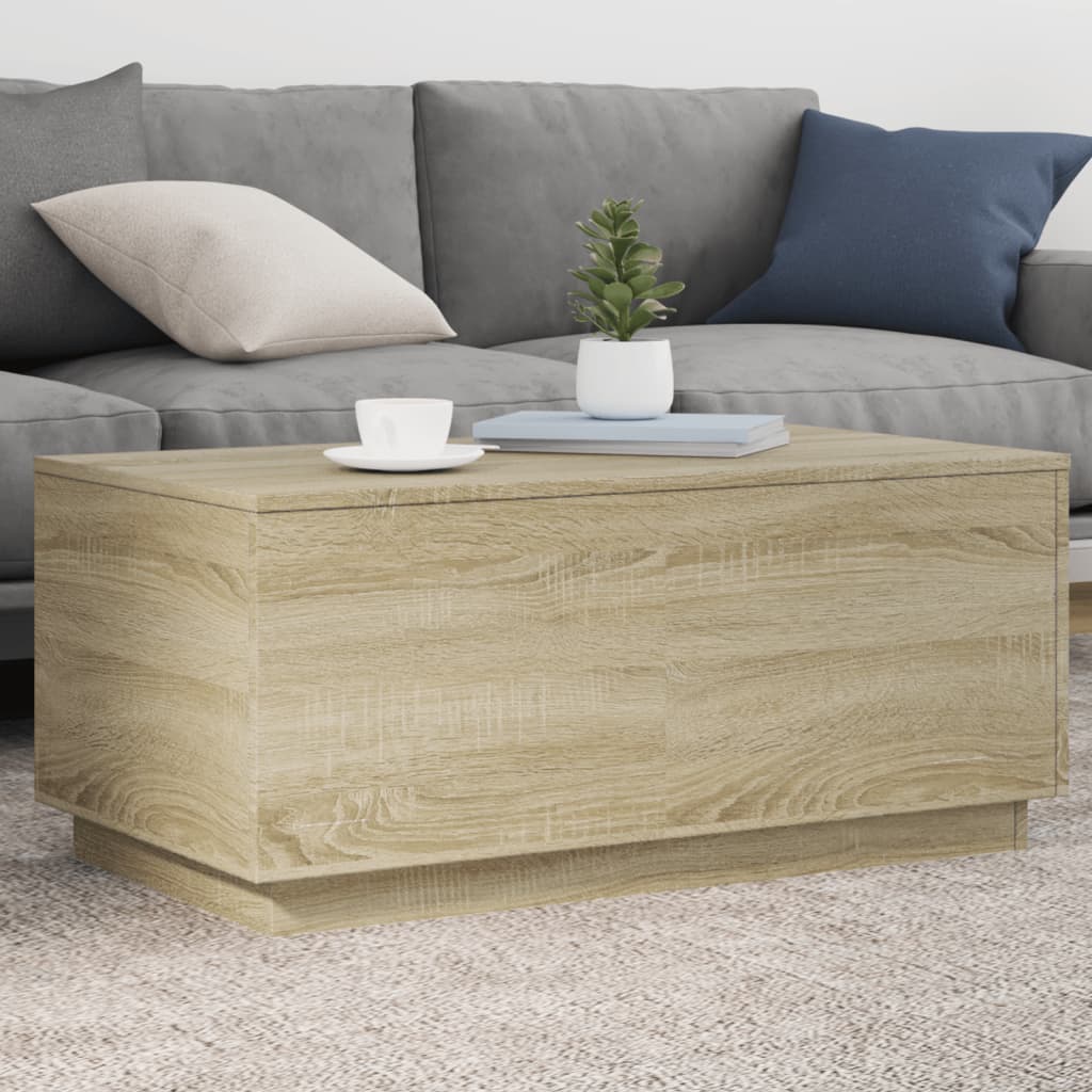 vidaXL Stolik kawowy z oświetleniem LED, dąb sonoma, 90x50x40 cm