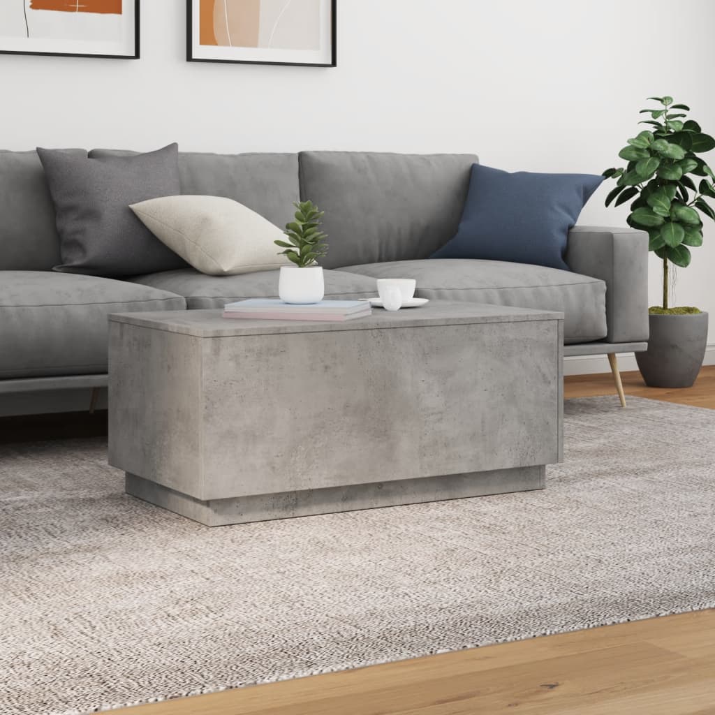 vidaXL Stolik kawowy z oświetleniem LED, szarość betonu, 90x50x40 cm