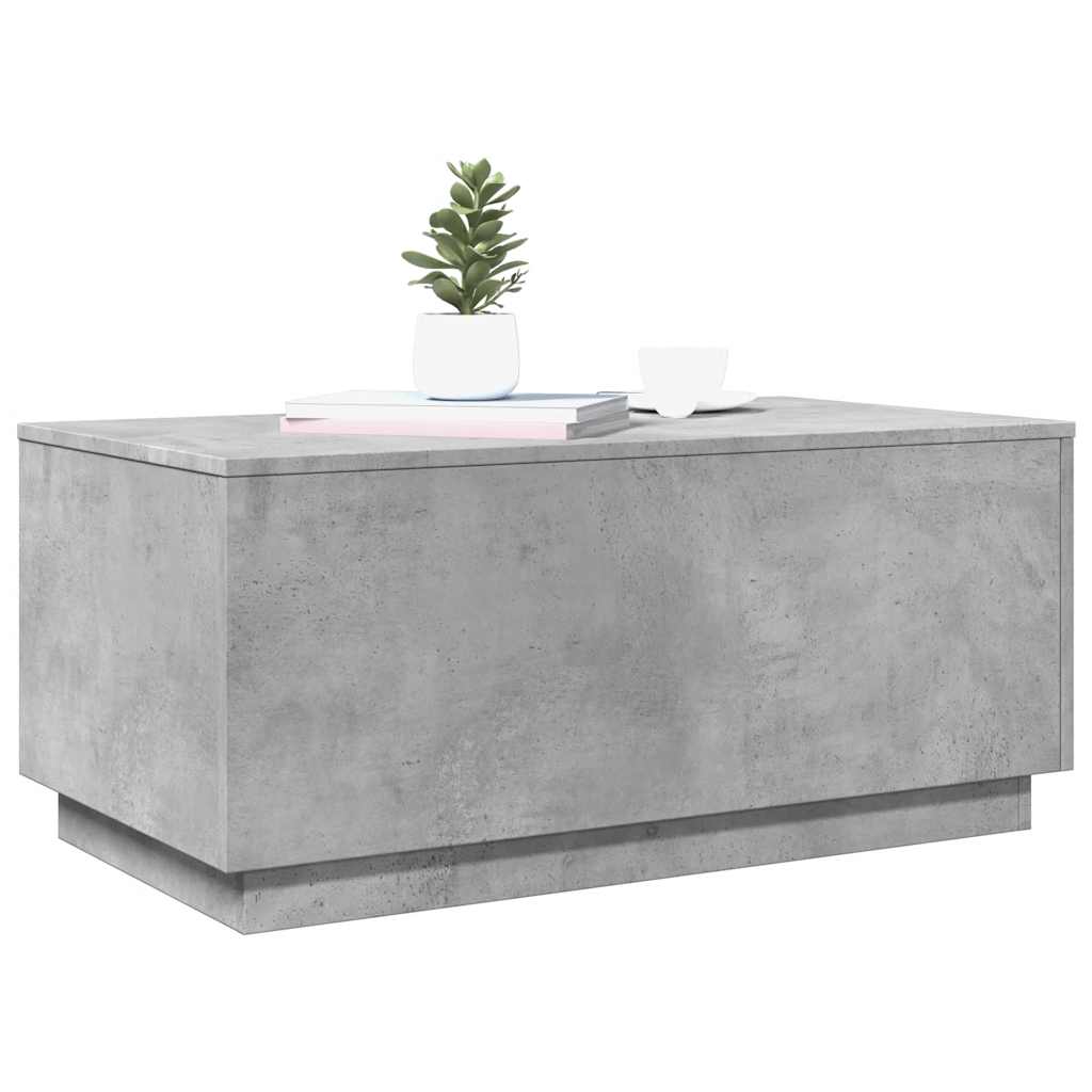vidaXL Stolik kawowy z oświetleniem LED, szarość betonu, 90x50x40 cm