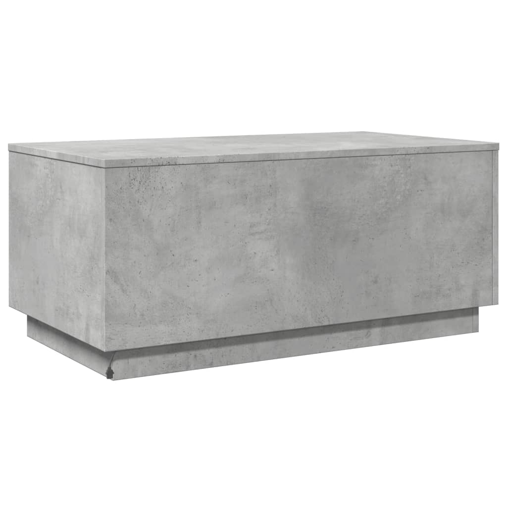 vidaXL Stolik kawowy z oświetleniem LED, szarość betonu, 90x50x40 cm