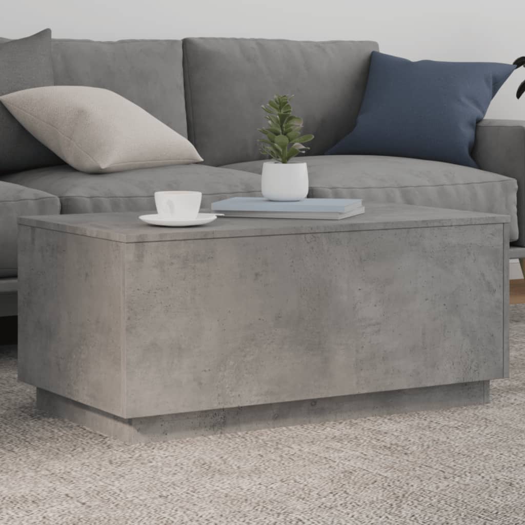 vidaXL Stolik kawowy z oświetleniem LED, szarość betonu, 90x50x40 cm