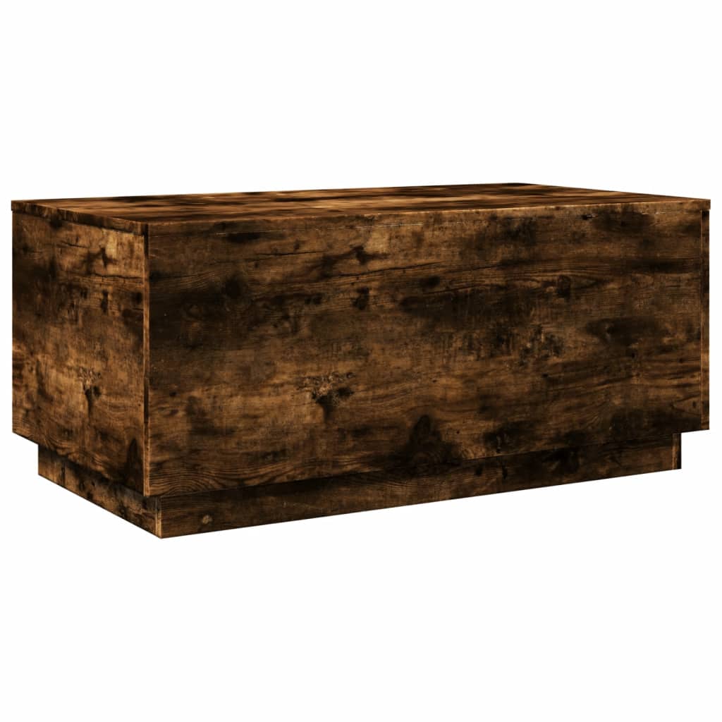 vidaXL Stolik kawowy z oświetleniem LED, przydymiony dąb, 90x50x40 cm