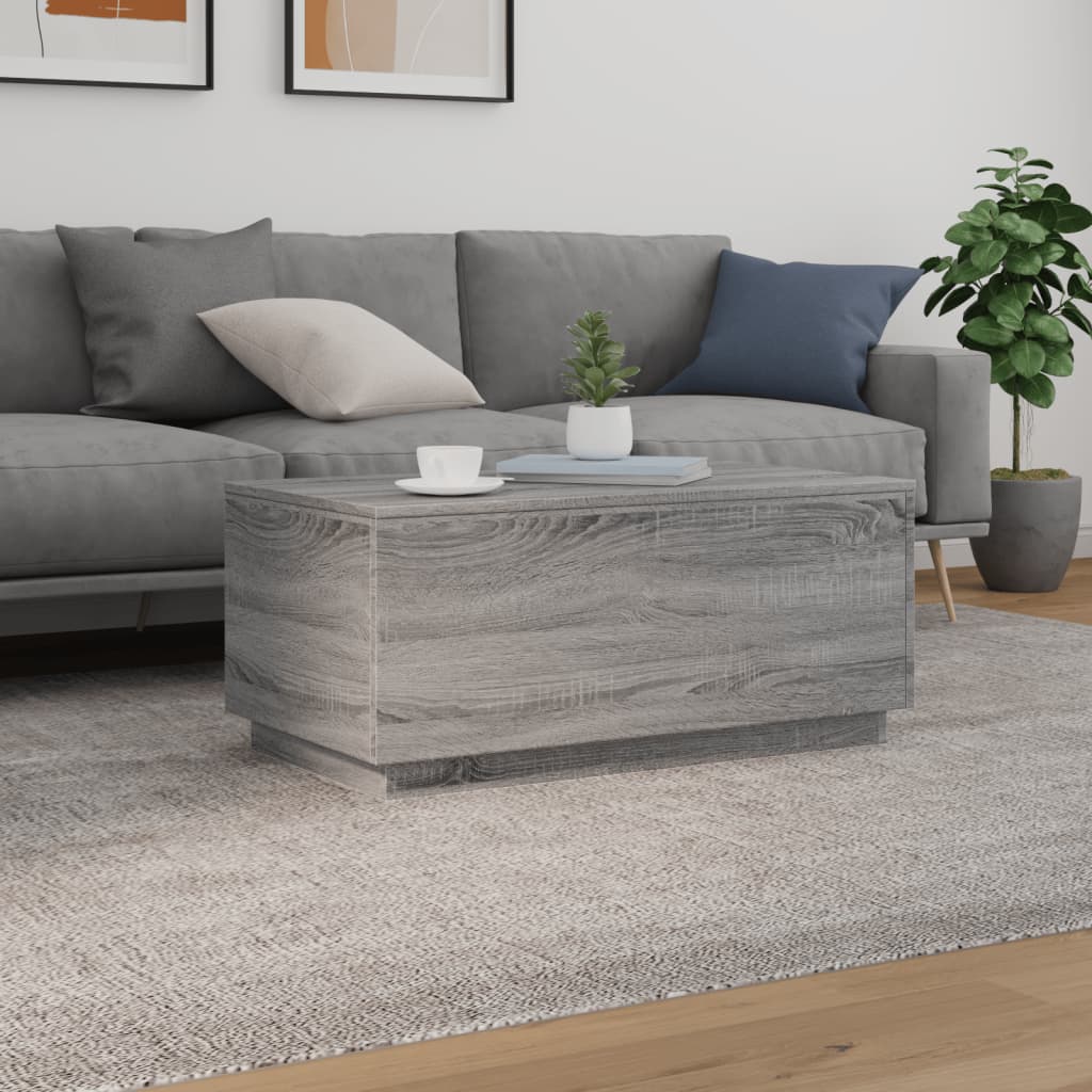 vidaXL Stolik kawowy z oświetleniem LED, szary dąb sonoma, 90x50x40 cm