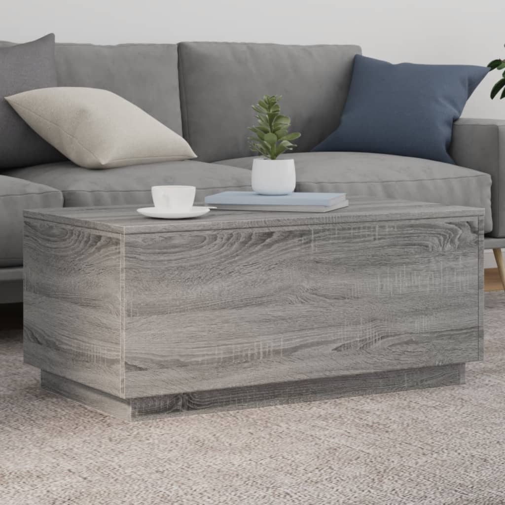 vidaXL Stolik kawowy z oświetleniem LED, szary dąb sonoma, 90x50x40 cm