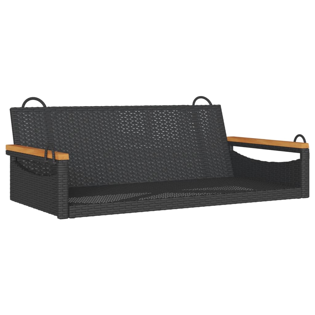 vidaXL Ławka bujana, czarna, 109x62x40 cm, polirattan