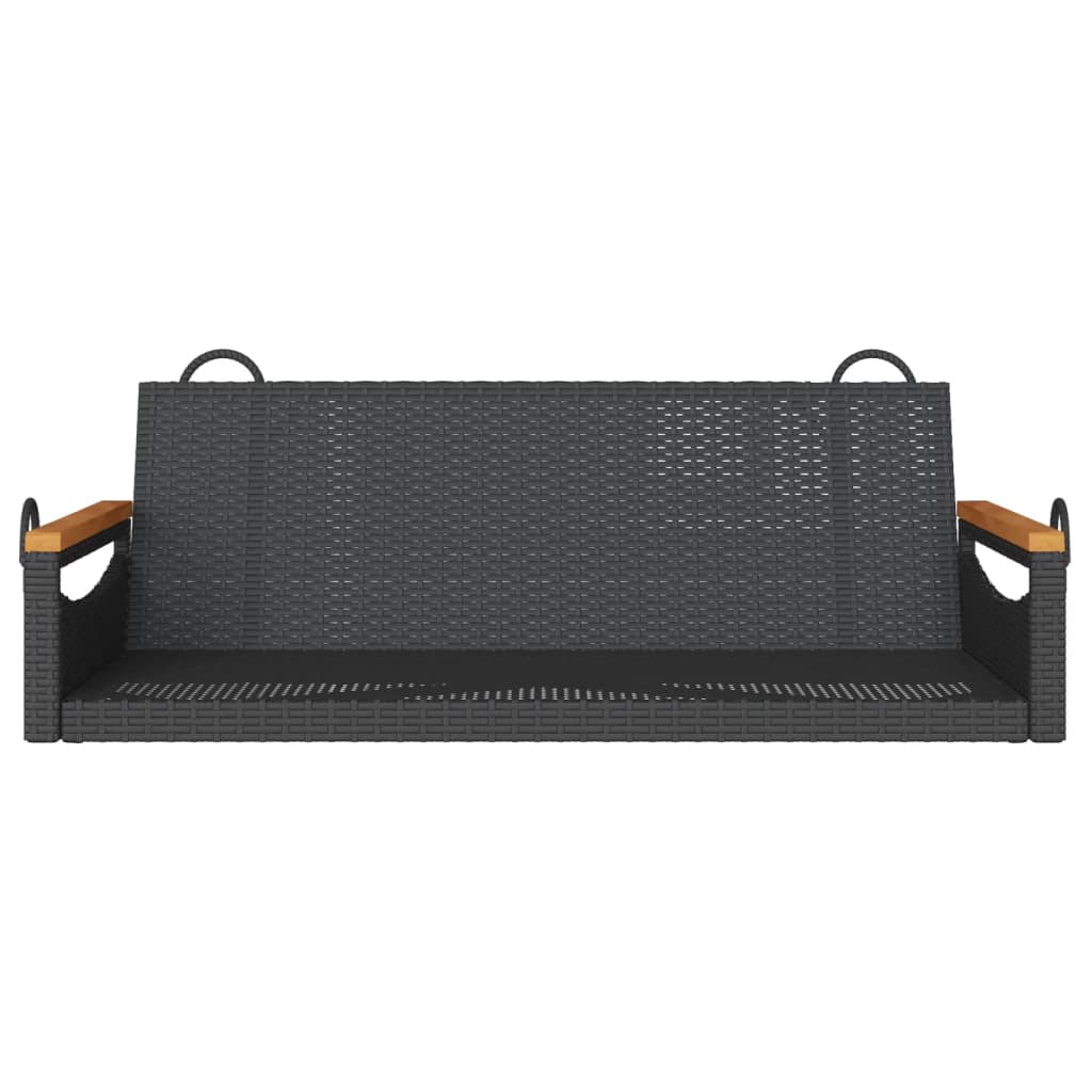 vidaXL Ławka bujana, czarna, 109x62x40 cm, polirattan