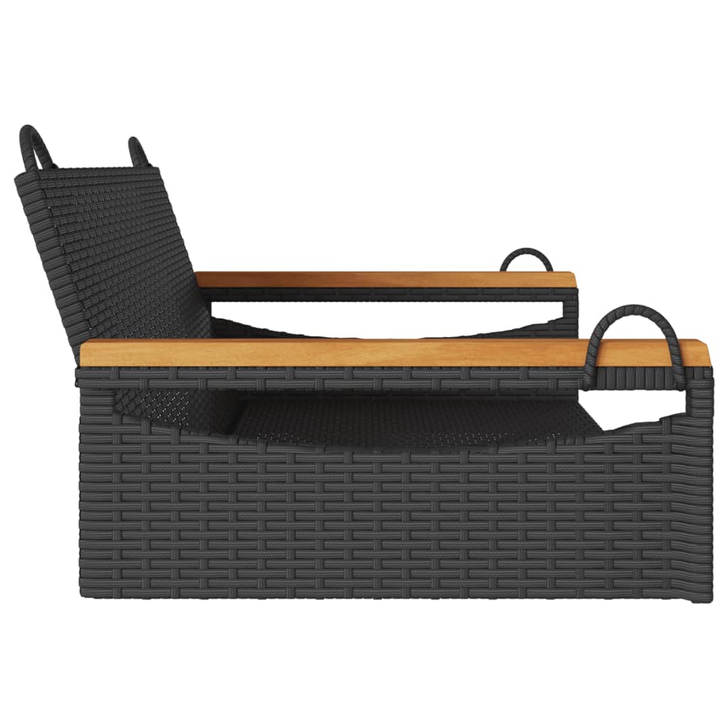 vidaXL Ławka bujana, czarna, 109x62x40 cm, polirattan