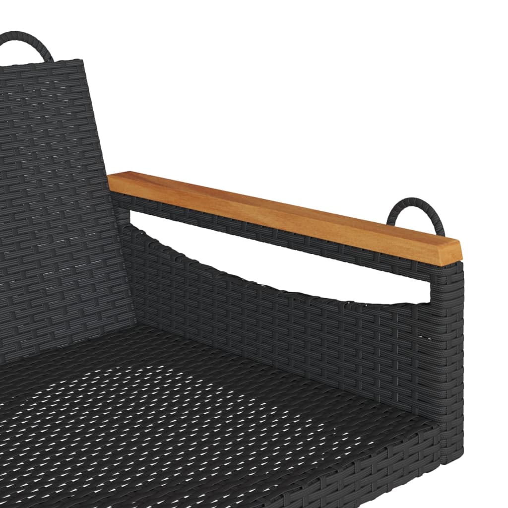 vidaXL Ławka bujana, czarna, 109x62x40 cm, polirattan