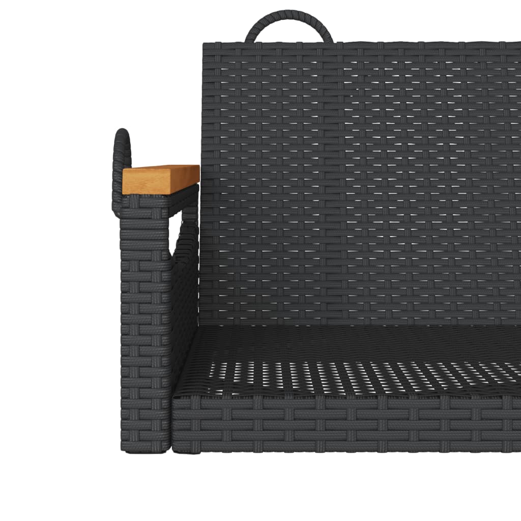 vidaXL Ławka bujana, czarna, 109x62x40 cm, polirattan