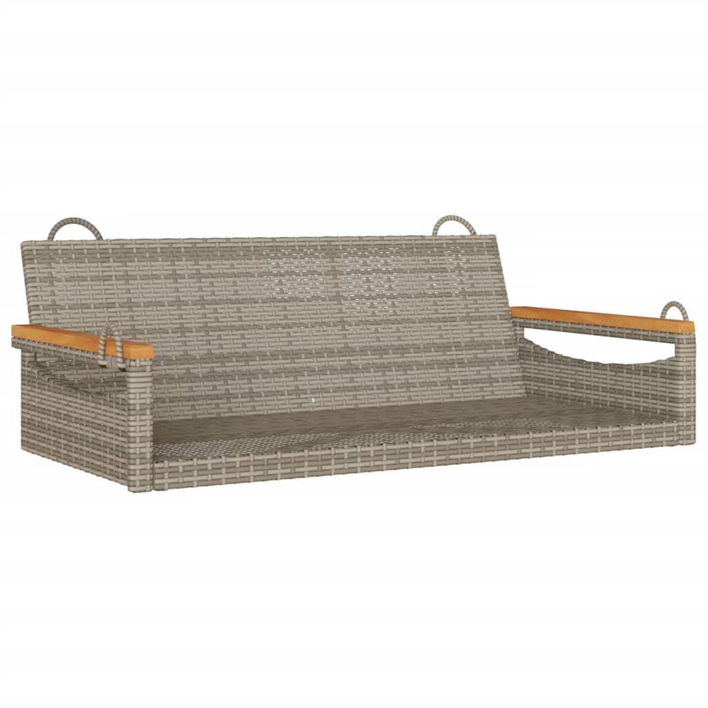 vidaXL Ławka bujana, szara, 109x62x40 cm, polirattan