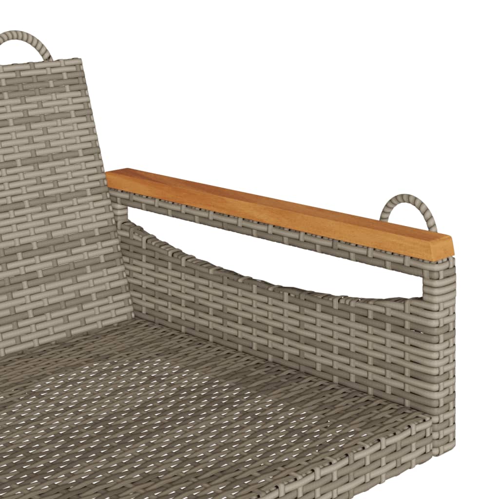 vidaXL Ławka bujana, szara, 109x62x40 cm, polirattan
