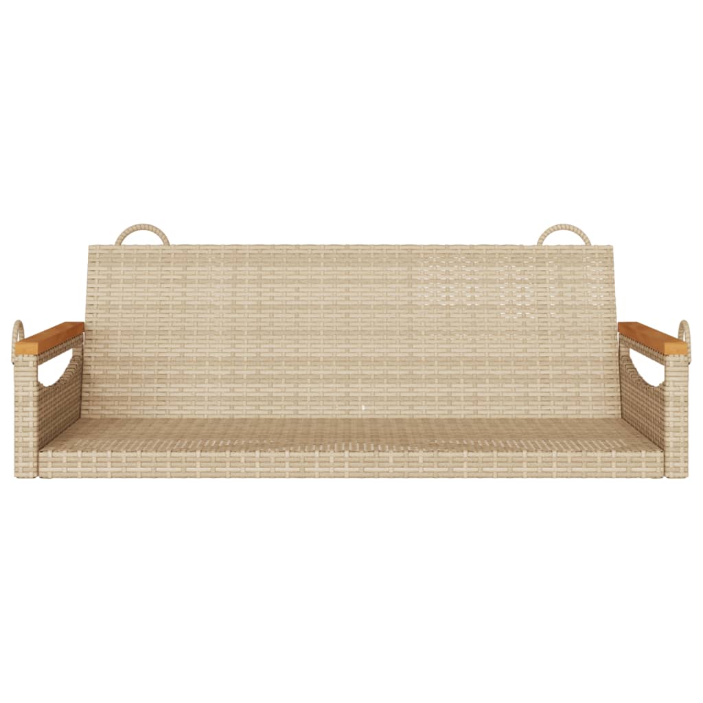 vidaXL Ławka bujana, beżowa, 109x62x40 cm, polirattan