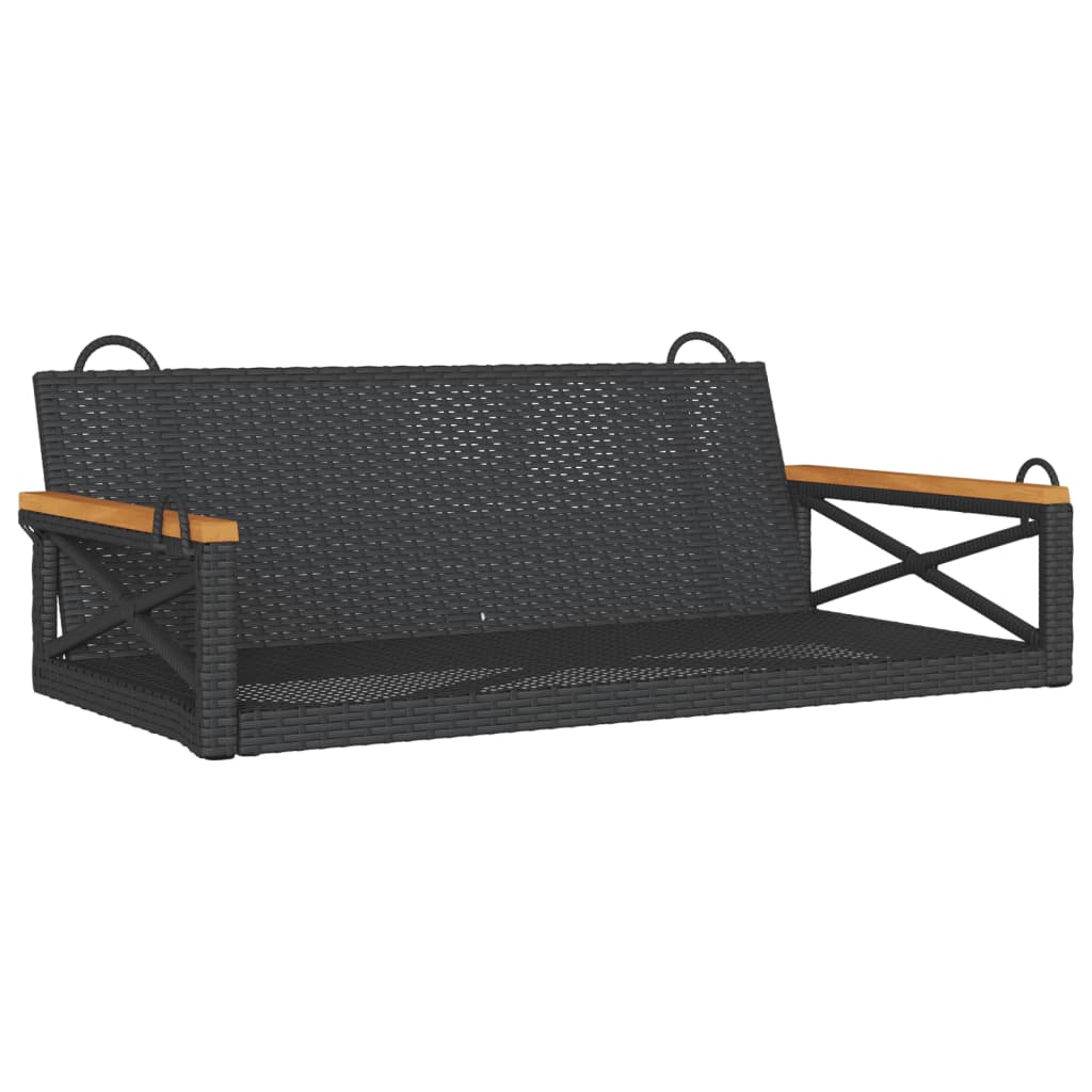 vidaXL Ławka bujana, czarna, 109x62x40 cm, polirattan
