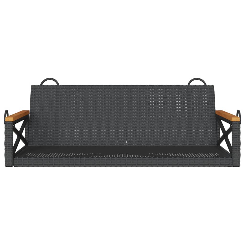 vidaXL Ławka bujana, czarna, 109x62x40 cm, polirattan