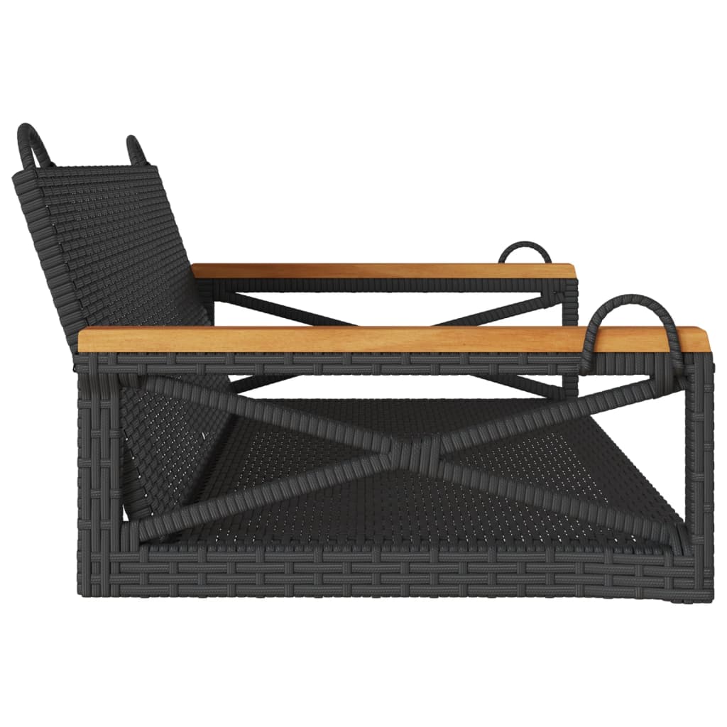 vidaXL Ławka bujana, czarna, 109x62x40 cm, polirattan