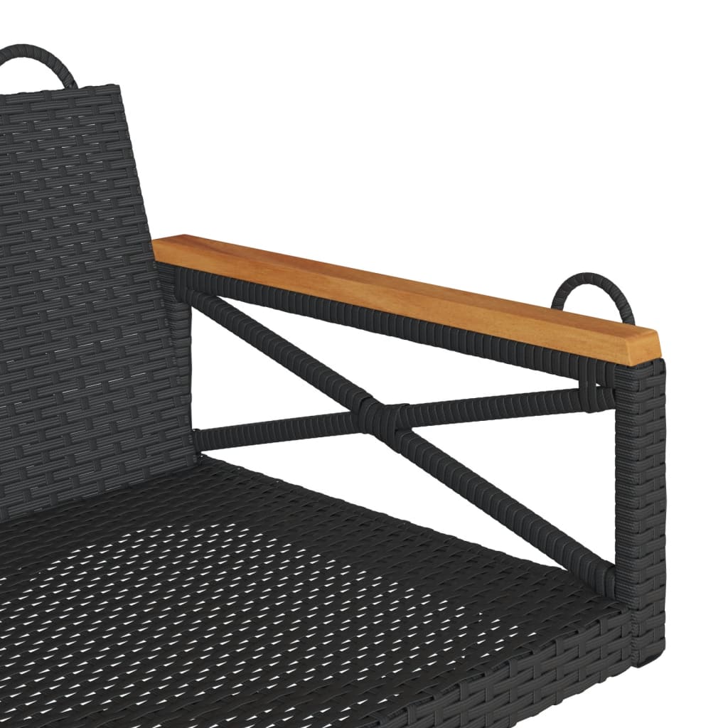 vidaXL Ławka bujana, czarna, 109x62x40 cm, polirattan