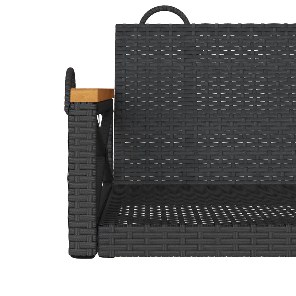 vidaXL Ławka bujana, czarna, 109x62x40 cm, polirattan