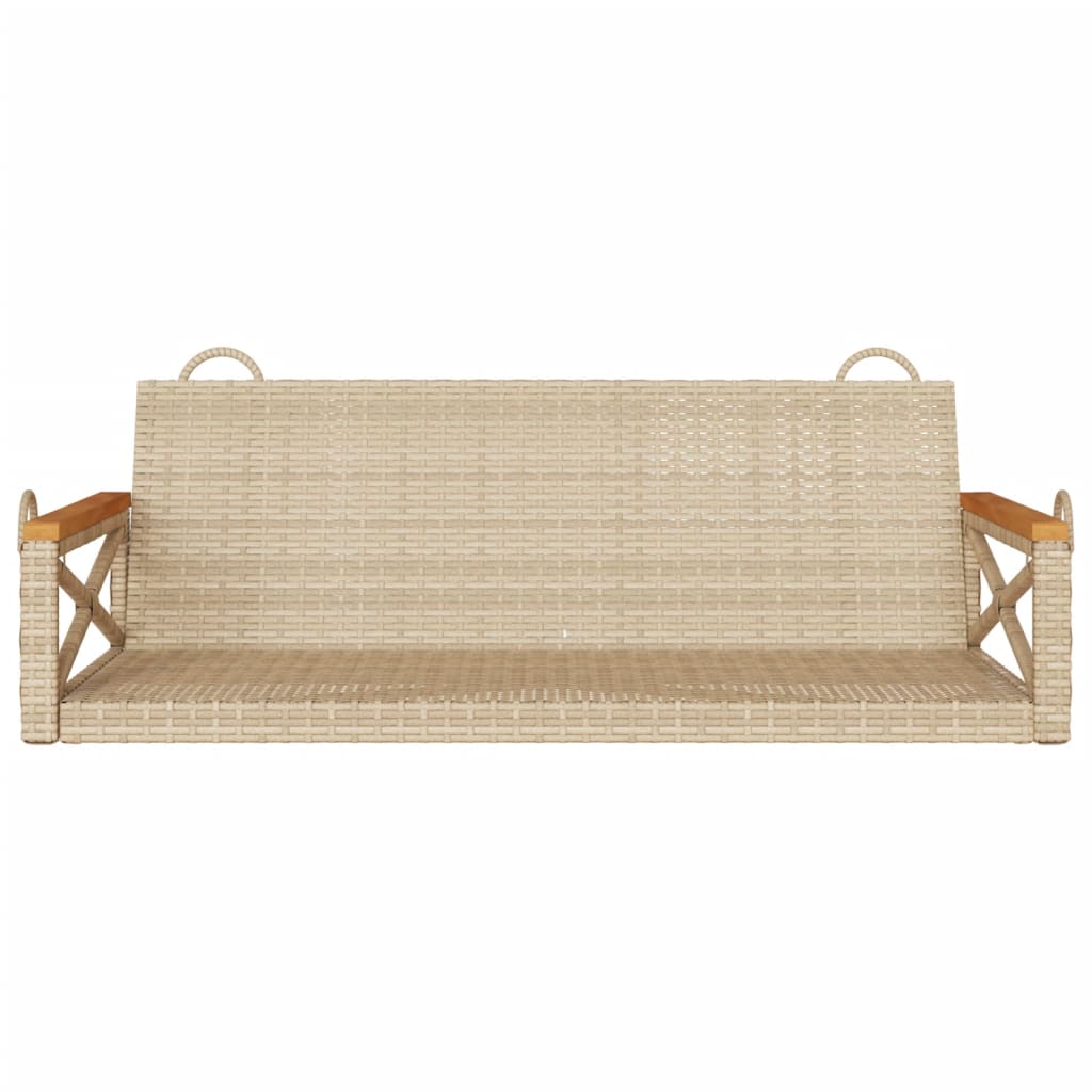 vidaXL Ławka bujana, beżowa, 109x62x40 cm, polirattan