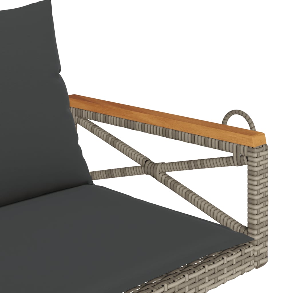 vidaXL Ławka bujana z poduszkami, szara, 109x62x40 cm, polirattan