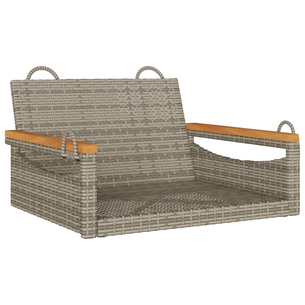 vidaXL Ławka bujana, szara, 63x62x40 cm, polirattan