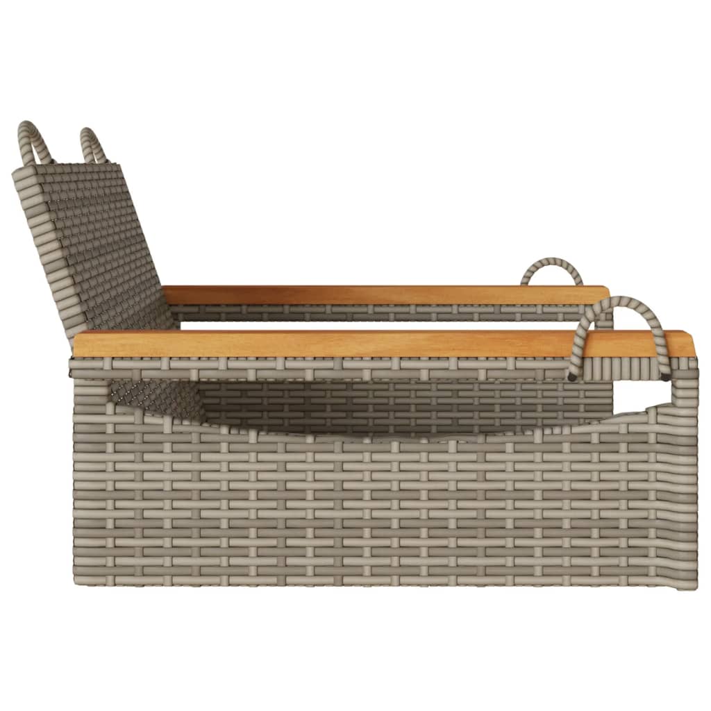 vidaXL Ławka bujana, szara, 63x62x40 cm, polirattan