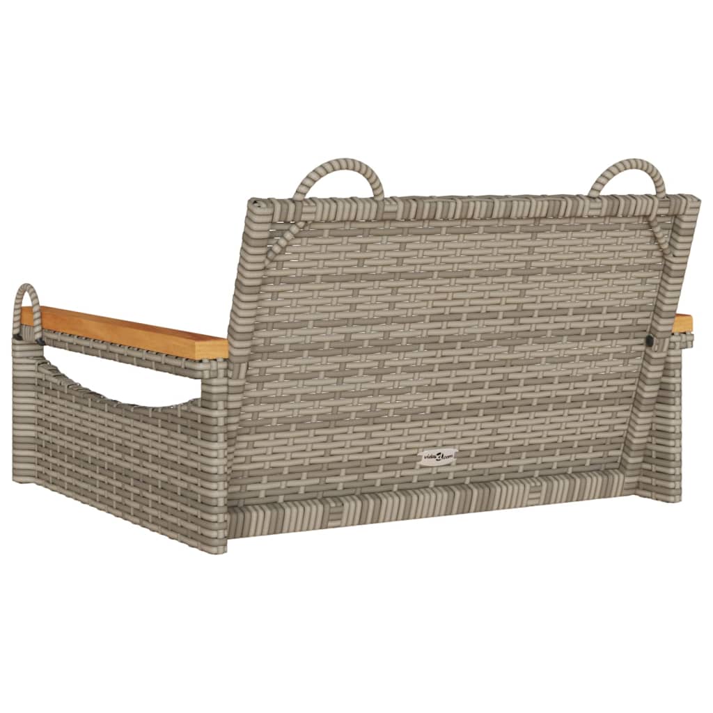 vidaXL Ławka bujana, szara, 63x62x40 cm, polirattan