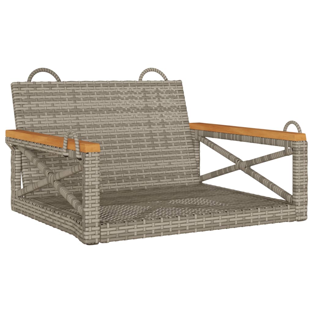 vidaXL Ławka bujana, szara, 63x62x40 cm, polirattan
