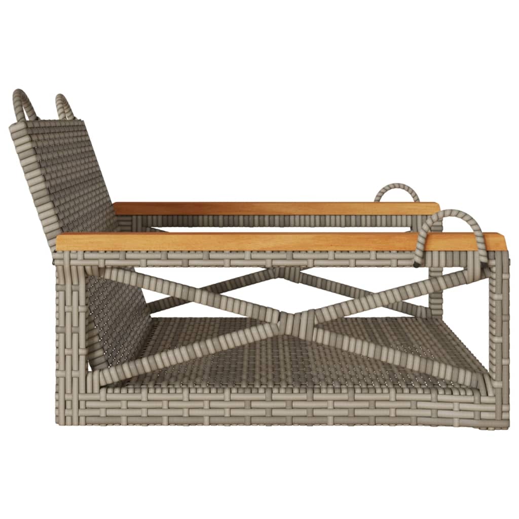 vidaXL Ławka bujana, szara, 63x62x40 cm, polirattan