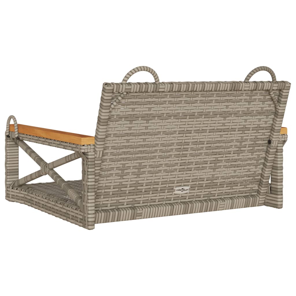 vidaXL Ławka bujana, szara, 63x62x40 cm, polirattan