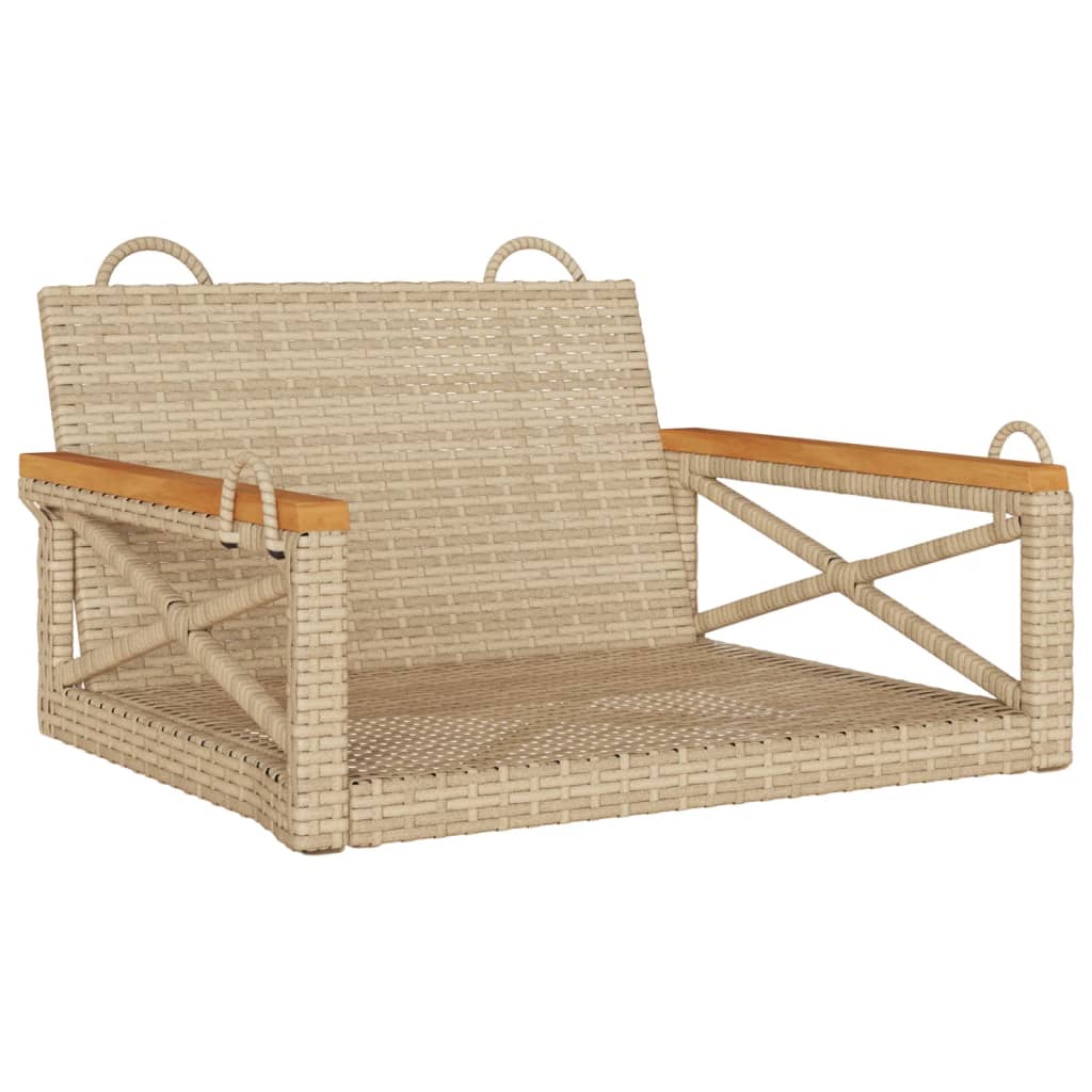vidaXL Ławka bujana, beżowa, 63x62x40 cm, polirattan