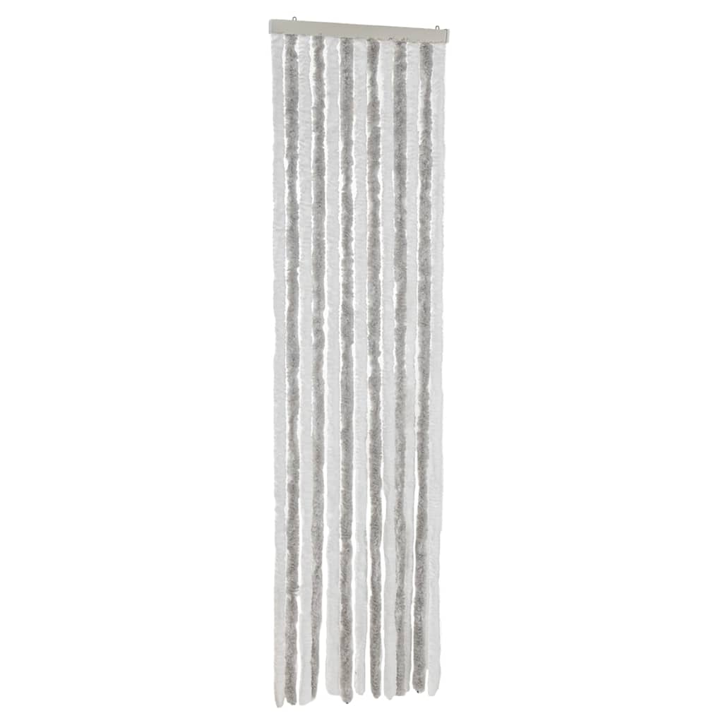 vidaXL Zasłona przeciwko owadom, jasnoszaro-biała, 56x200 cm, szenil