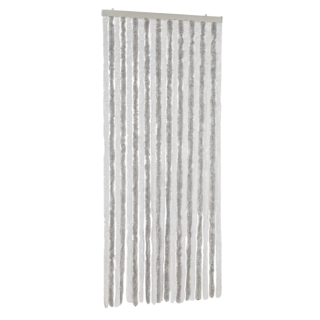 vidaXL Zasłona przeciwko owadom, jasnoszaro-biała, 90x220 cm, szenil