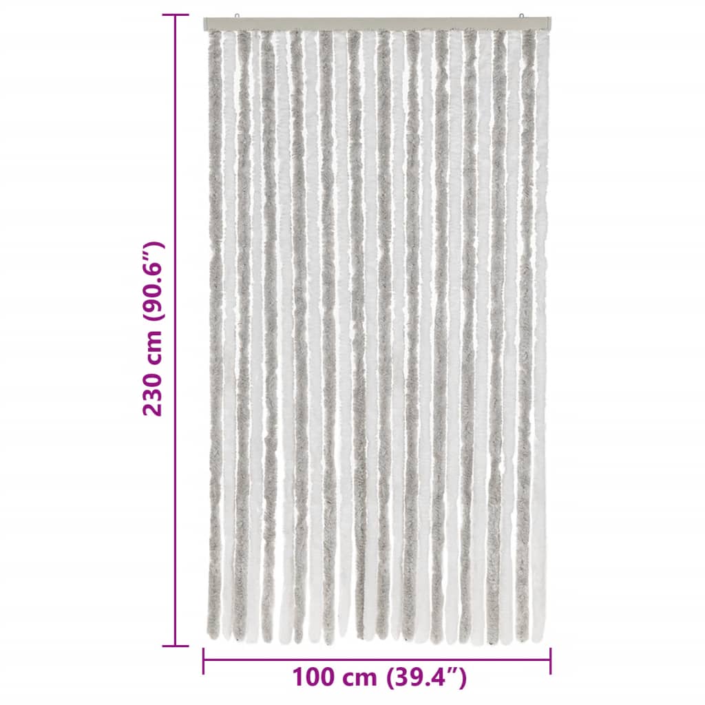 vidaXL Zasłona przeciwko owadom, jasnoszaro-biała, 100x230 cm, szenil