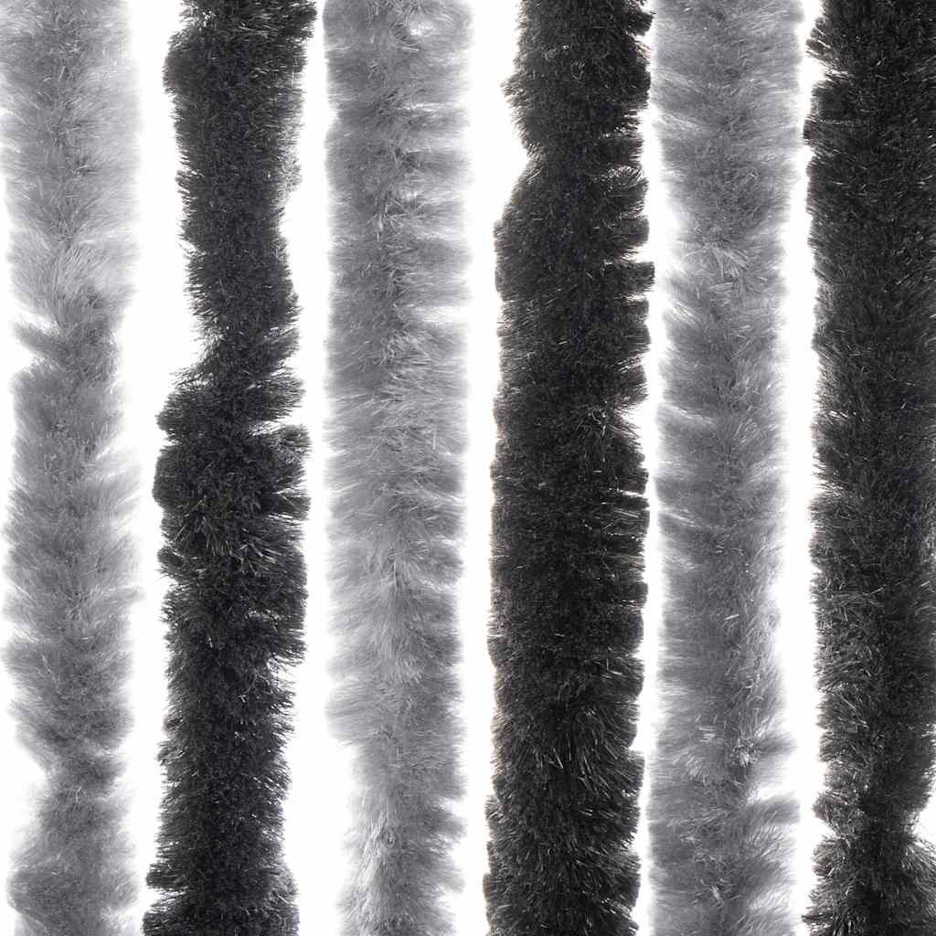 vidaXL Zasłona przeciwko owadom, szaro-czarna, 56x200 cm, szenilowa