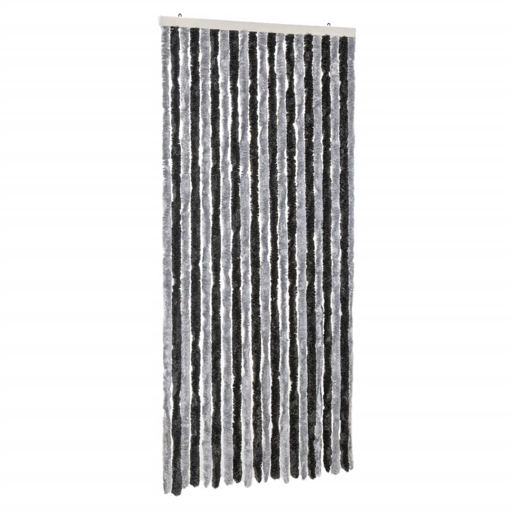 vidaXL Zasłona przeciwko owadom, szaro-czarna, 90x220 cm, szenilowa
