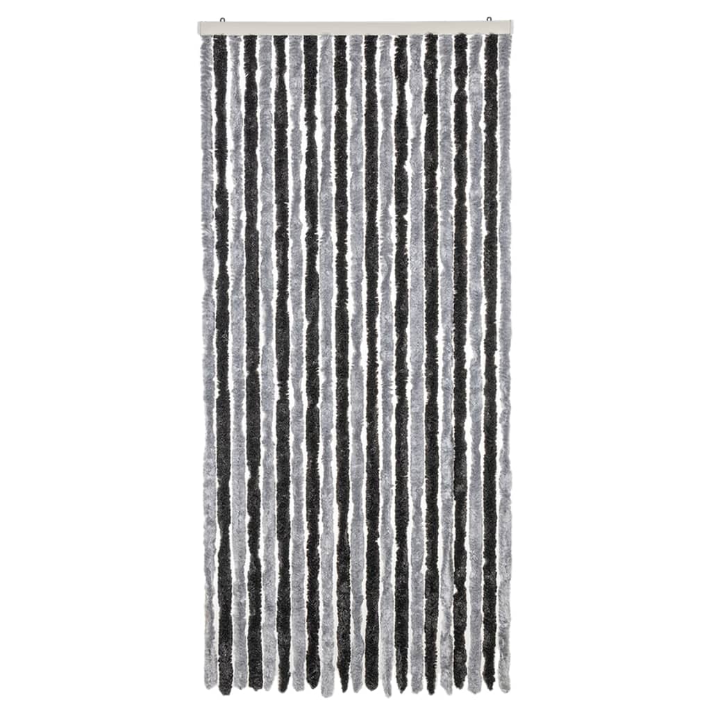 vidaXL Zasłona przeciwko owadom, szaro-czarna, 90x220 cm, szenilowa