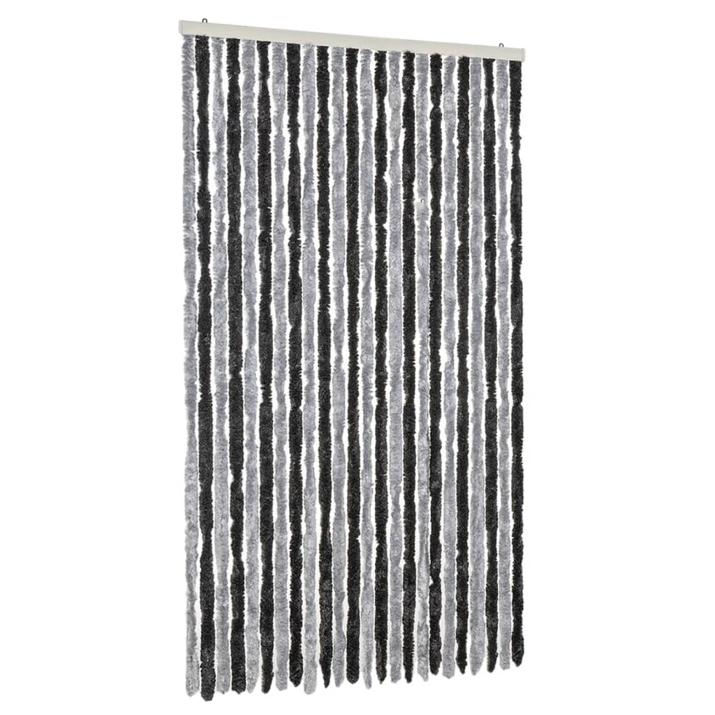 vidaXL Zasłona przeciwko owadom, szaro-czarna, 100x200 cm, szenilowa