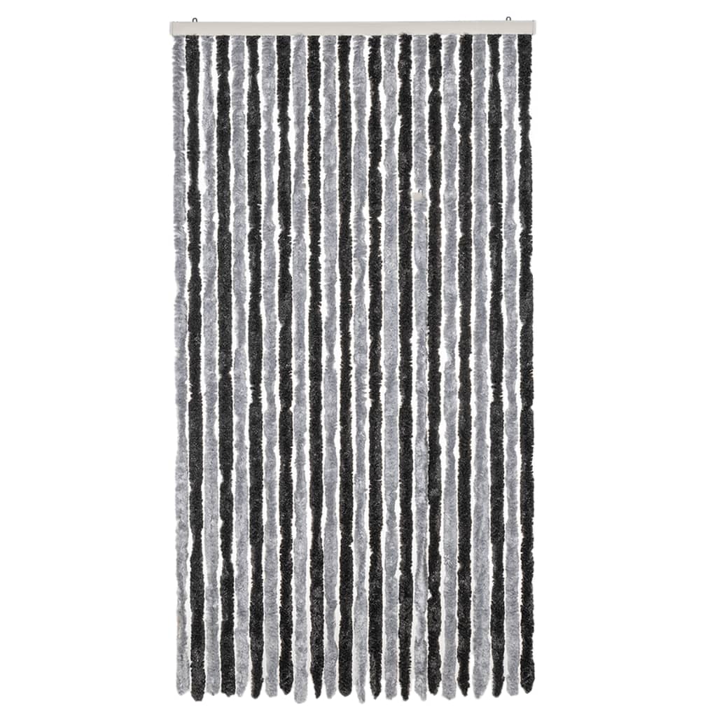 vidaXL Zasłona przeciwko owadom, szaro-czarna, 100x200 cm, szenilowa