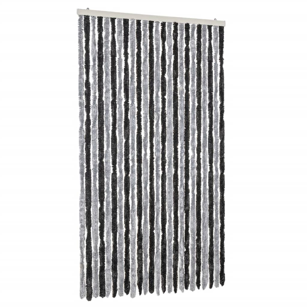 vidaXL Zasłona przeciwko owadom, szaro-czarna, 100x230, szenilowa