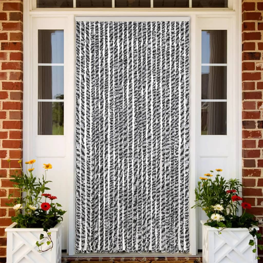 vidaXL Zasłona przeciwko owadom, szaro-czarno-biała, 100x220, szenil