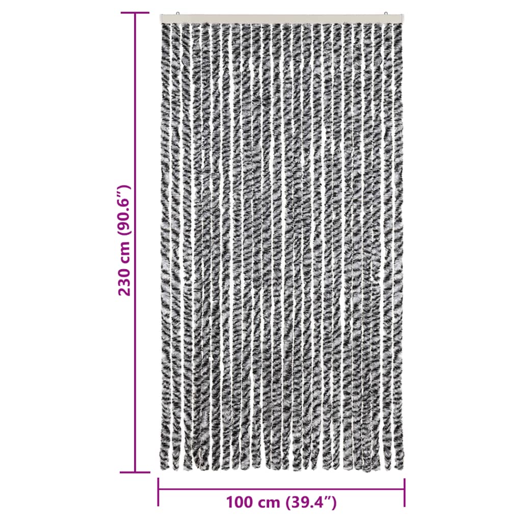 vidaXL Zasłona przeciwko owadom, szaro-czarno-biała, 100x230, szenil