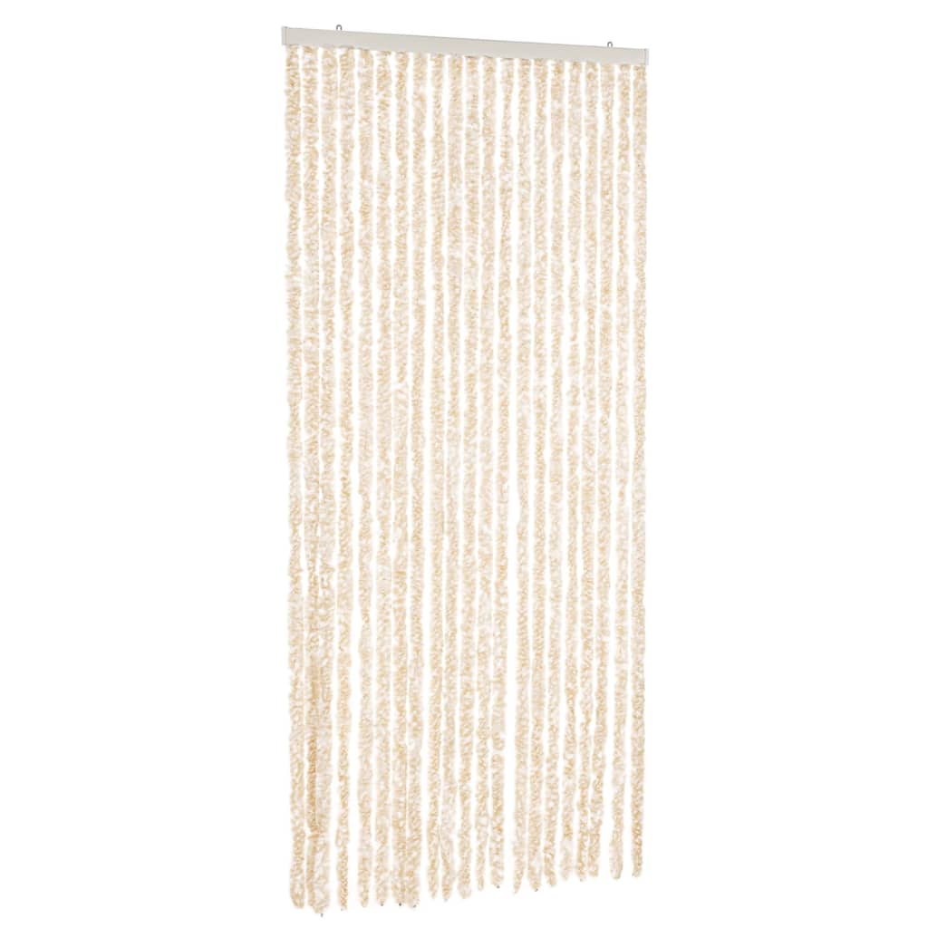vidaXL Zasłona przeciwko owadom, beżowo-biała, 90x220 cm, szenil
