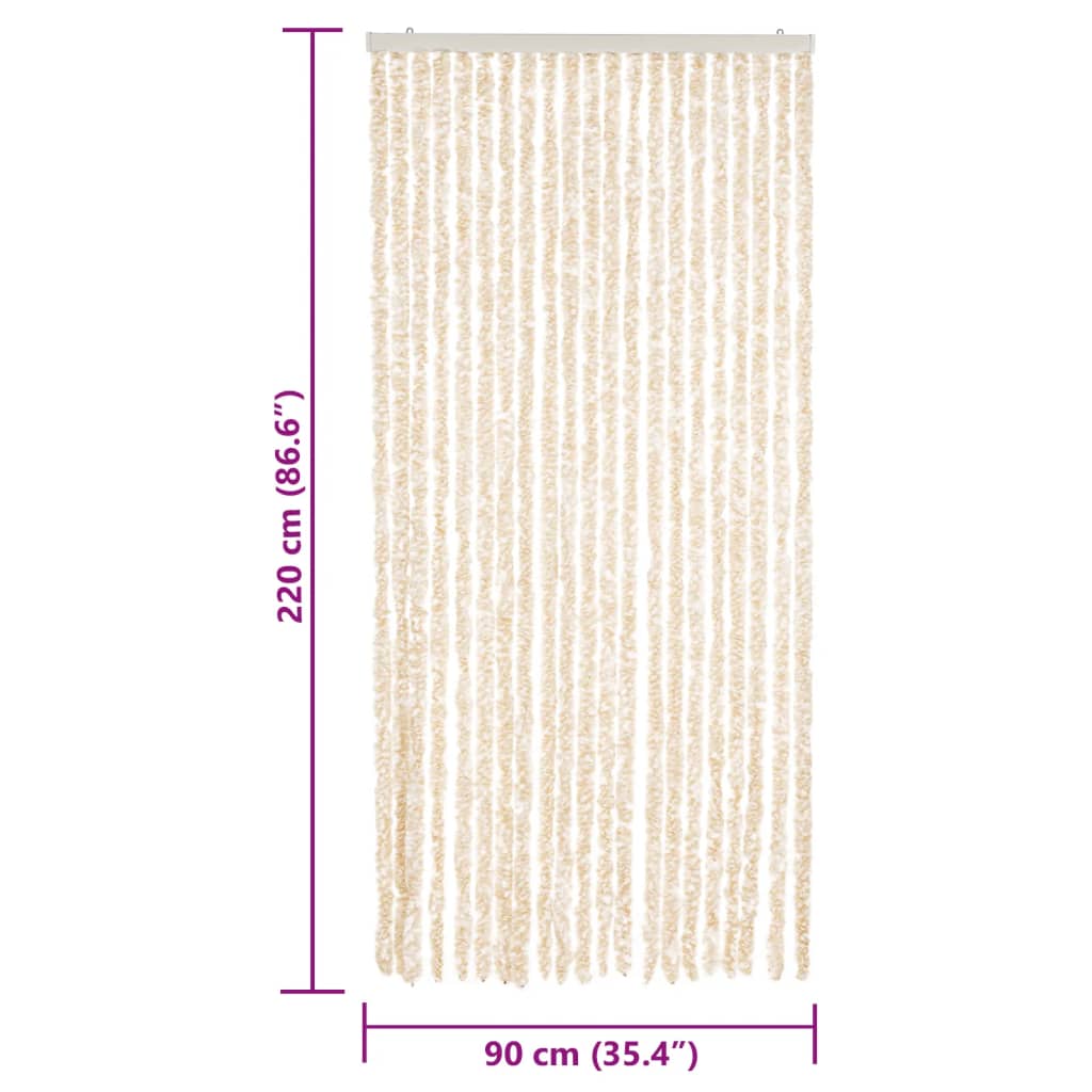 vidaXL Zasłona przeciwko owadom, beżowo-biała, 90x220 cm, szenil